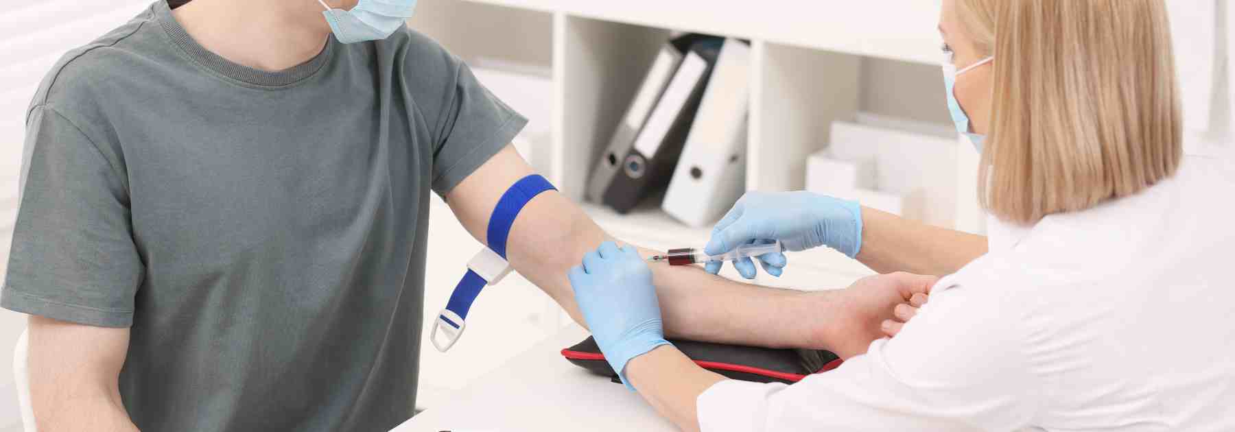 Getting a blood test done in clinic
