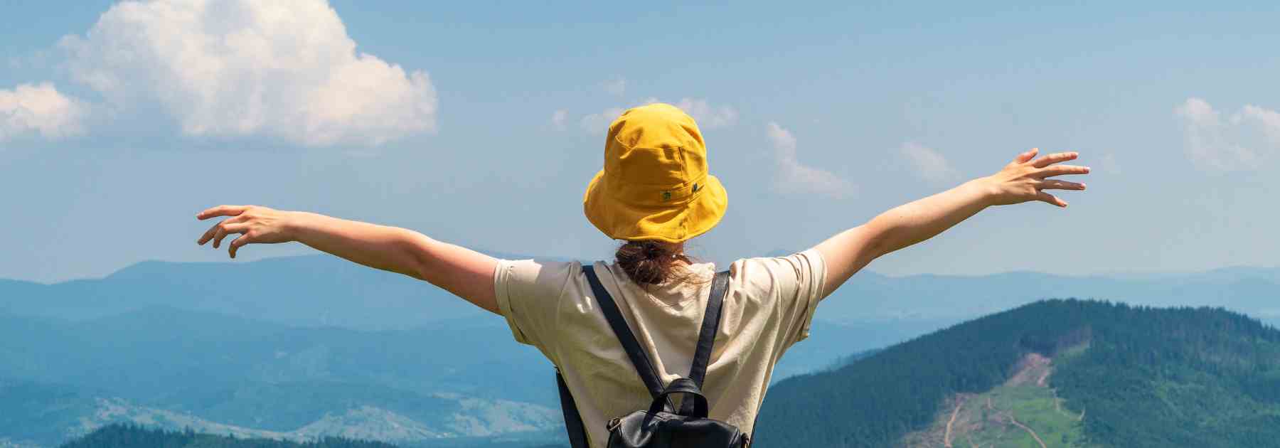 Backpacker enjoying holiday views
