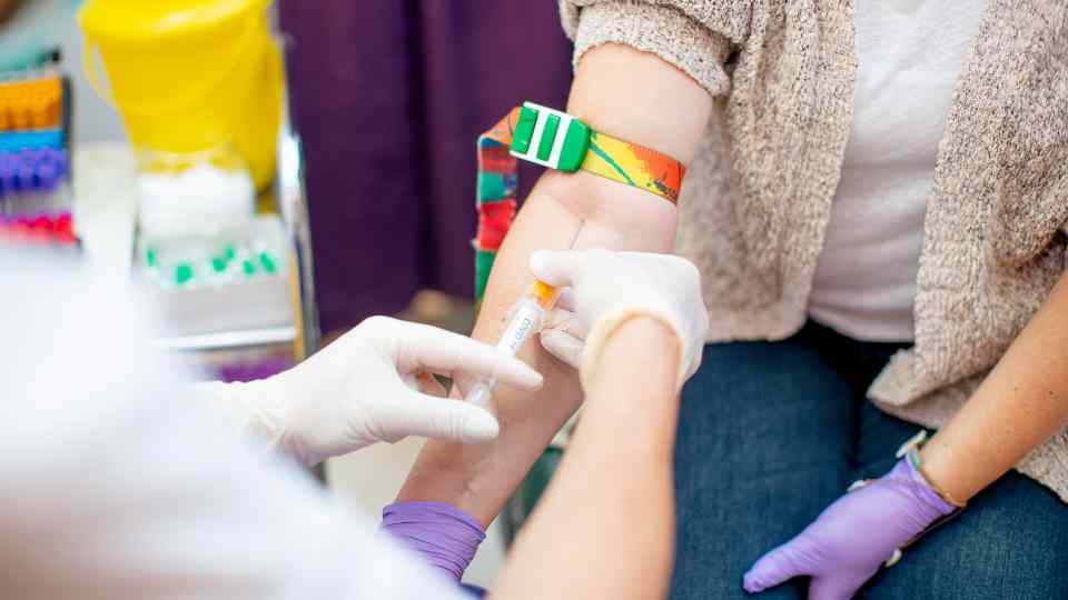 Drawing blood for a blood test in Bradford