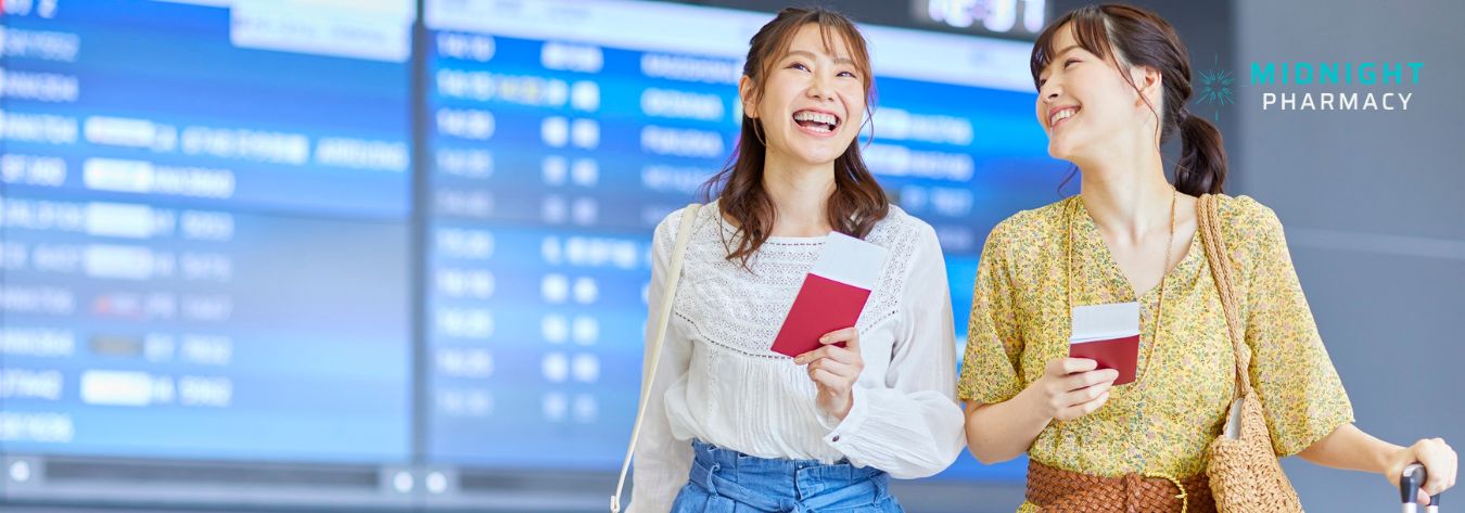 Airport travellers excited for vacation