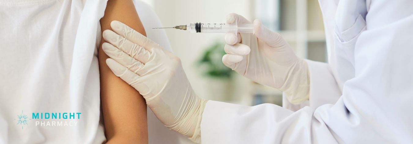 Arm vaccine being administered
